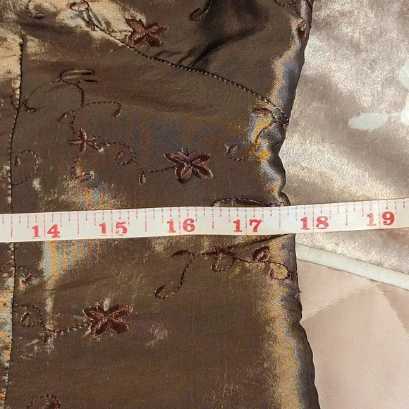 Asian Bronze Satin Women's Oriental Lined Jacket Imperial Inspired Size Medium - Picture 10 of 15